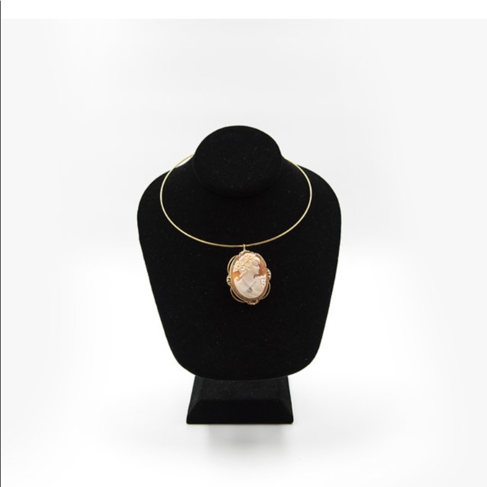 Vintage , Cameo Brooch, with diamond & gold Victorian look , back in fashion
